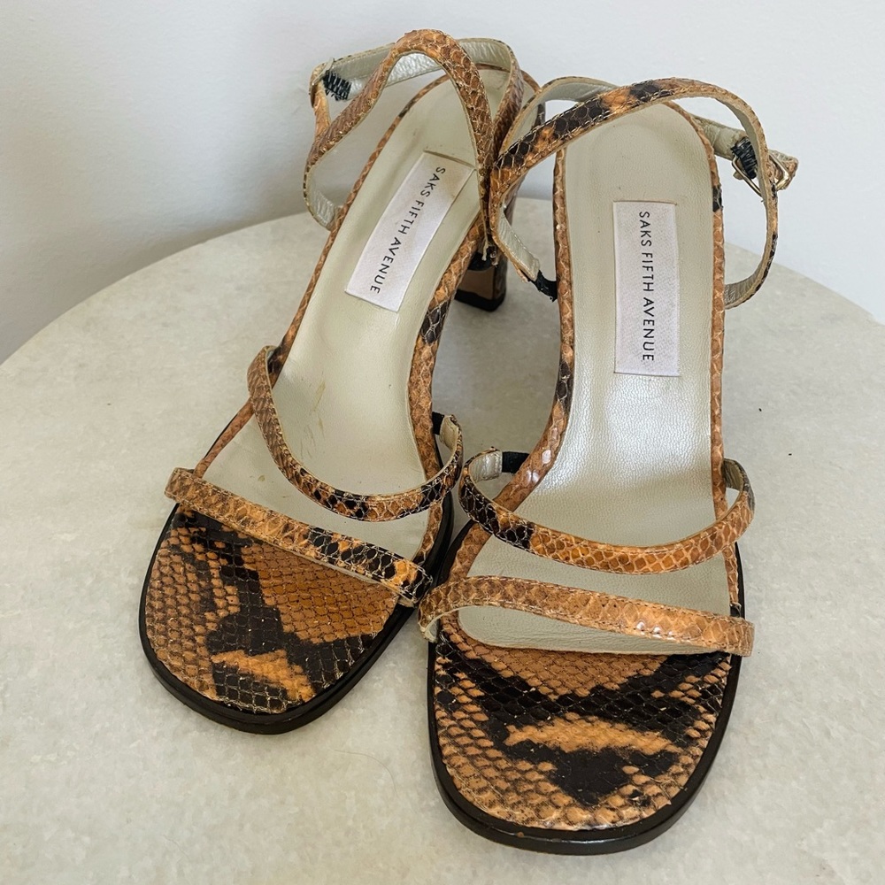 Vintage Saks Fifth Avenue Strappy Snake Skin Heels